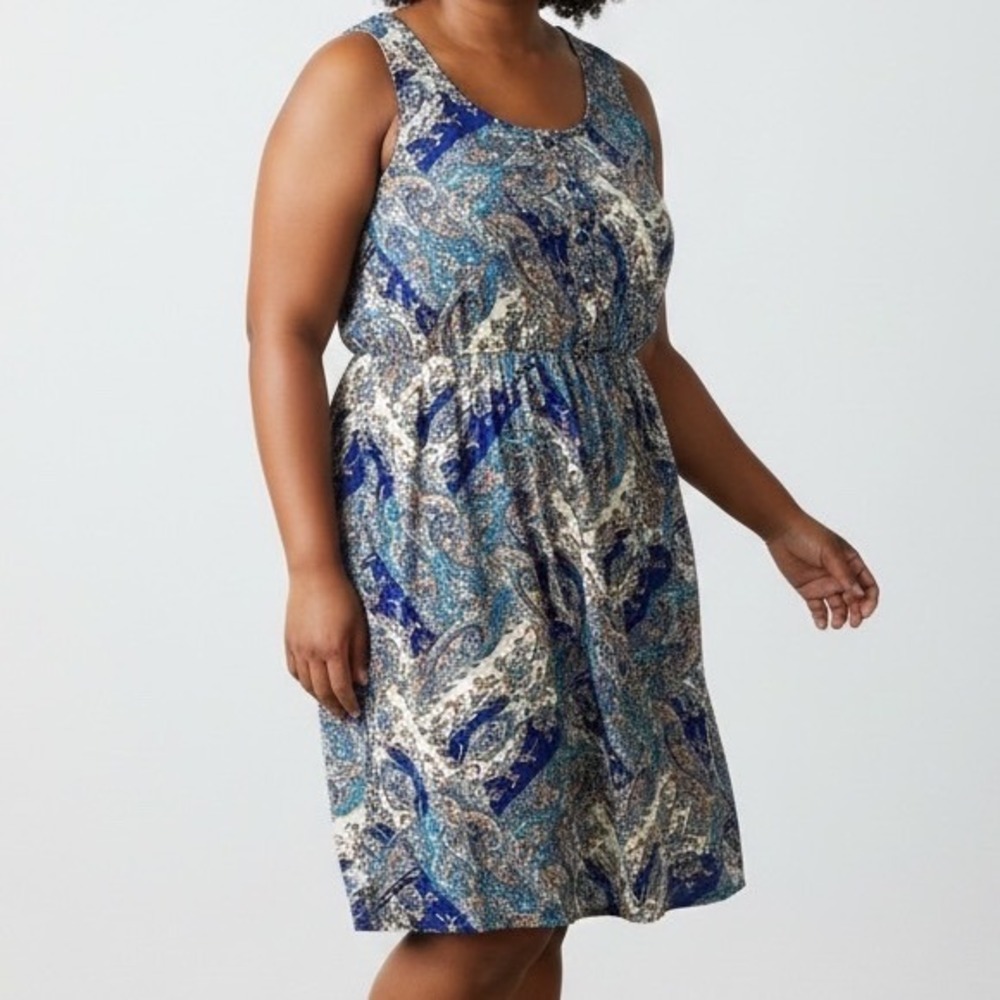 Market & Spruce Womens Blue Paisley Dress XL stitch fix boho festival artisan